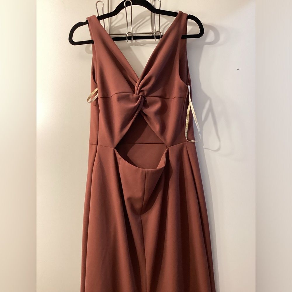 Jenny Woo Rust Brown Sleeveless V-Neck Maxi Dress Size 12 - Picture 8 of 14